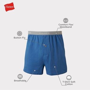 NWOT 3 pack - Hanes Comfort Flex Boxer Shorts - Black, Blue, Gray
